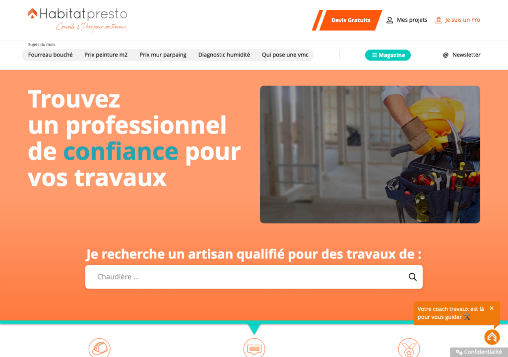 Capture d'écran du site habitatpresto.com