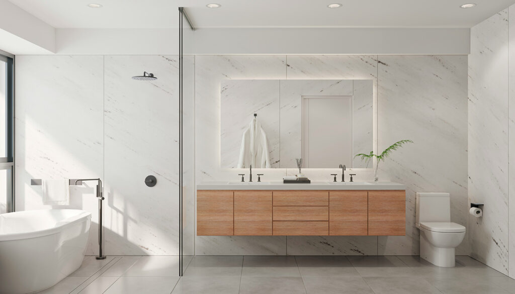 Salle de bain les 10 — salle de bain moderne matériaux naturels
