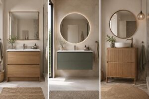 découvrez les hauteurs idéales d’un meuble de salle de bain : dimensions standard, meuble suspendu ou avec vasque à poser, pour un confort optimal.